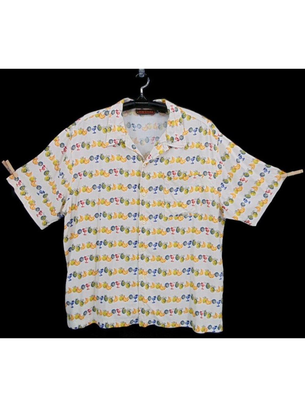 Oxford Fulham Rayon Tropical Shirt XL Vintage 90s Fruit Cocktails May Dept Store